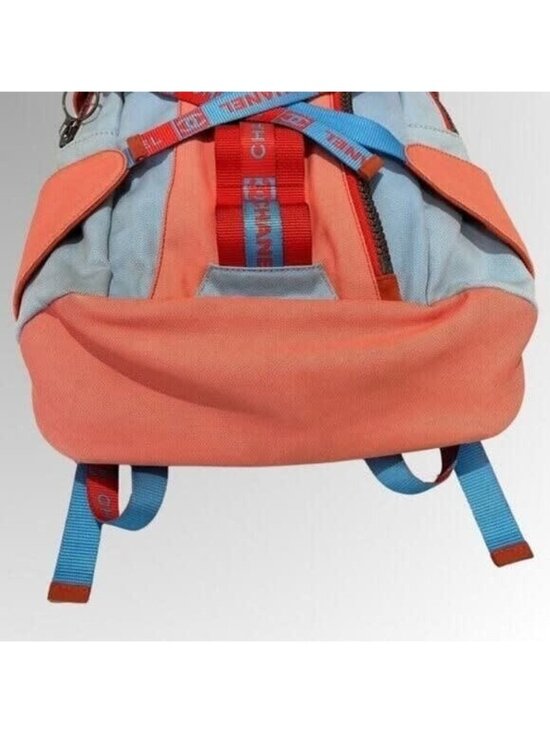 Chanel CC Sport Line Nylon Backpack Bag Multicolor Blue Red Vintage